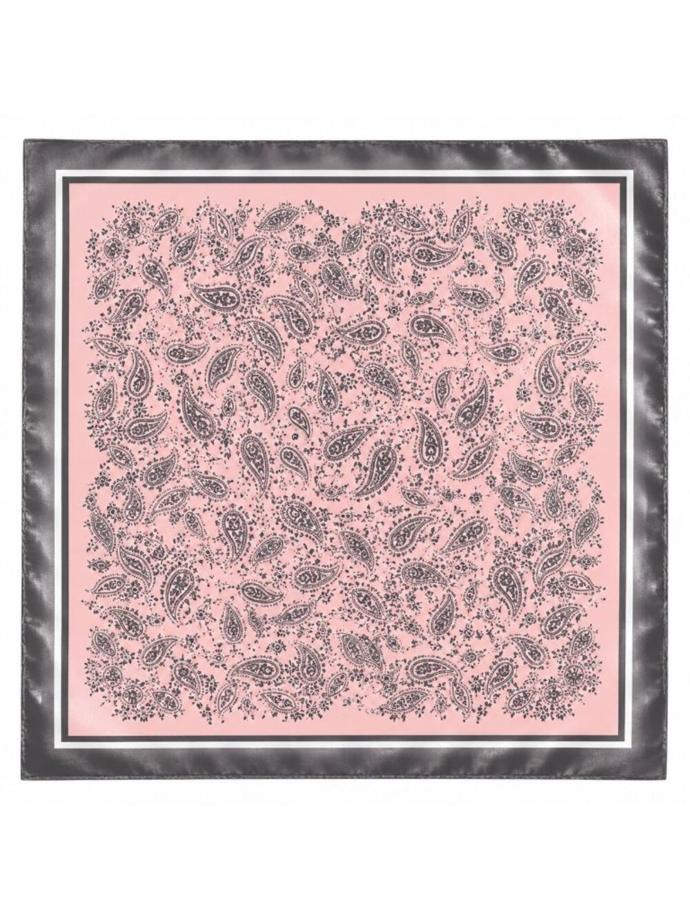 Blush Pink Paisley Wild Rag Scarf 35x35 Satin Western Cowgirl Charcoal Gray